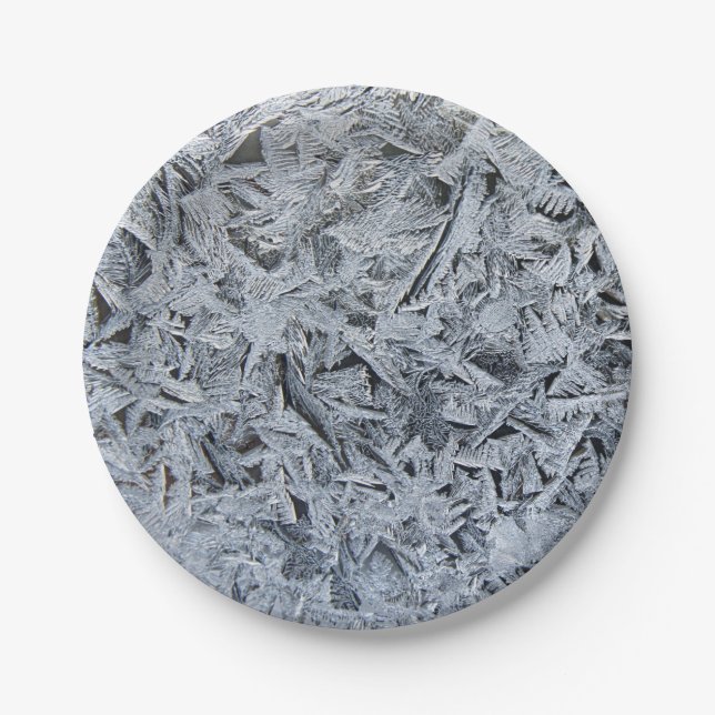 Ice Frost Crystals Texture Image Paper Plates (Front)