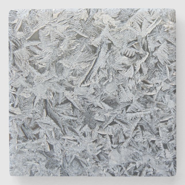 Ice Frost Crystals Texture Image Stone Coaster (Front)