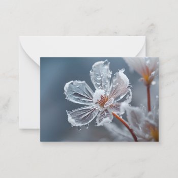 Ice Frozen Flower Leaves Transparent Plant Note Card by sirylok at Zazzle