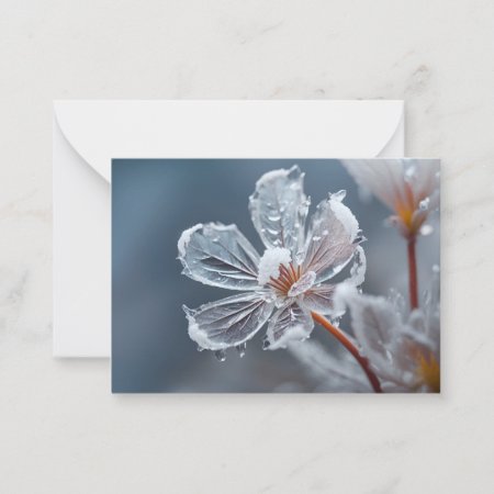 Ice Frozen Flower Leaves Transparent Plant Note Card