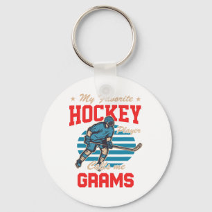 Ice Hocke My Favorite Hockey Player Calls Me Grams Keychain