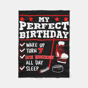Ice Hockey 7th Perfect Birthday Party Player Sport Fleece Blanket