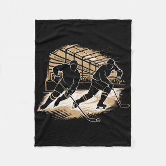 Ice Hockey Action Silhouette Graphic _3  Fleece Blanket