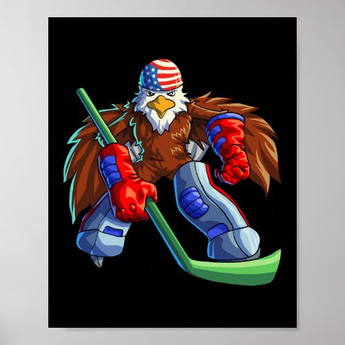 Ice Hockey American Eagle 4th Of July Men Boy Usa  Poster