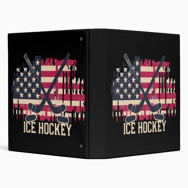 Ice Hockey - American Flag 3 Ring Binder (Background)