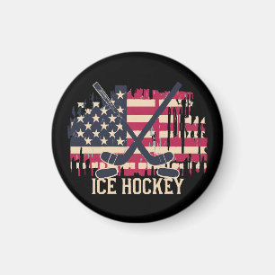 Ice Hockey - American Flag Magnet