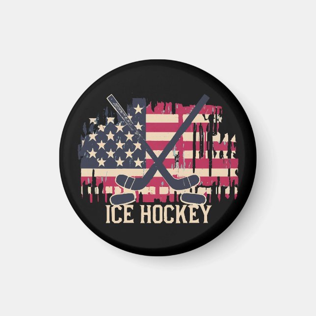 Ice Hockey - American Flag Magnet (Front)