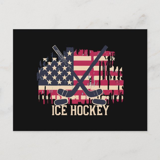 Ice Hockey - American Flag Postcard (Front)