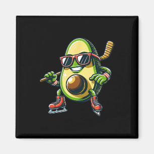 Ice Hockey Avocado Skating Fun Shades Magnet