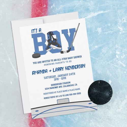 Ice Hockey Baby Shower Invitation