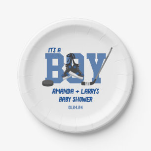 Ice Hockey Baby Shower Paper Plates