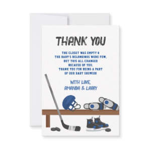 Ice Hockey Baby Shower Thank You Card