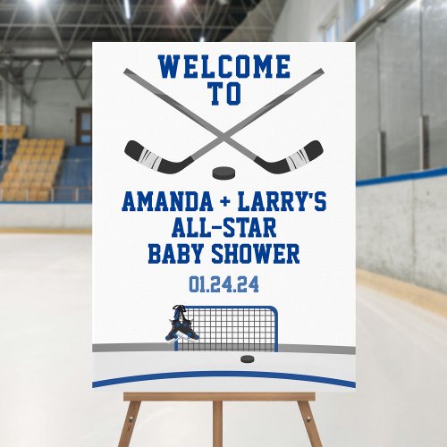 Ice Hockey Baby Shower Welcome Sign Foam Board