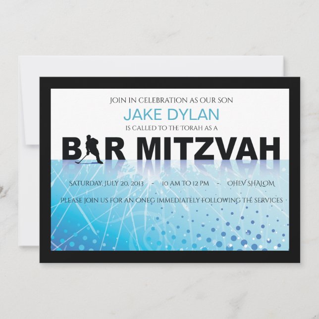 ICE HOCKEY Bar Bat Mitzvah Invitation (Front)
