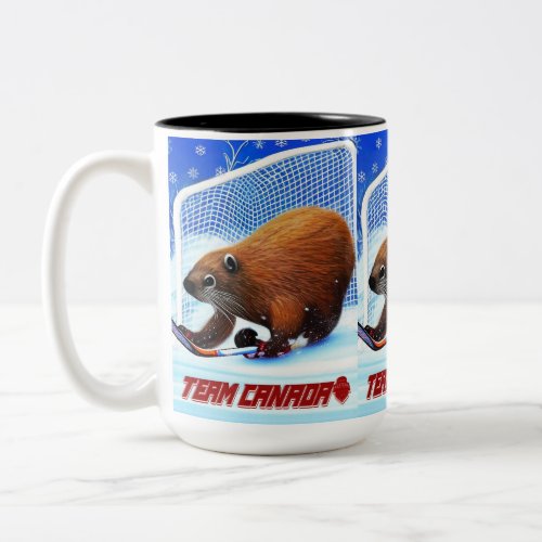 Ice Hockey Beaver Two_Tone Coffee Mug