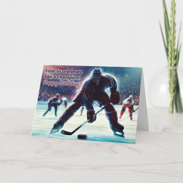 Ice Hockey Birthday Card (Front)