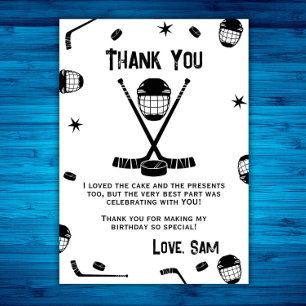 Ice Hockey Birthday, Ice-Hockey Party Thank You Card