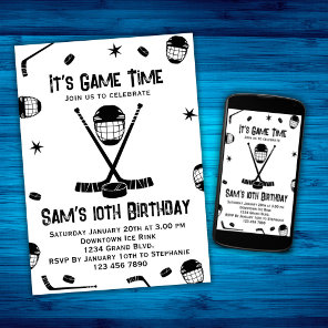 Ice Hockey Birthday Invitation, Ice-Hockey Party Invitation