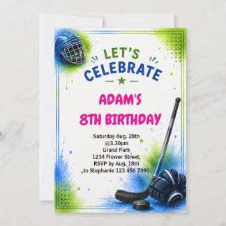 Ice Hockey Birthday Invitation Template
