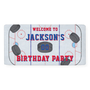 Ice Hockey Birthday Party Banner