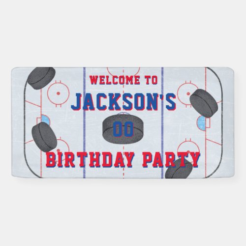 Ice Hockey Birthday Party Banner