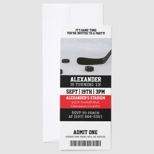 Ice Hockey Birthday Party Invitation Raffle Tickets
