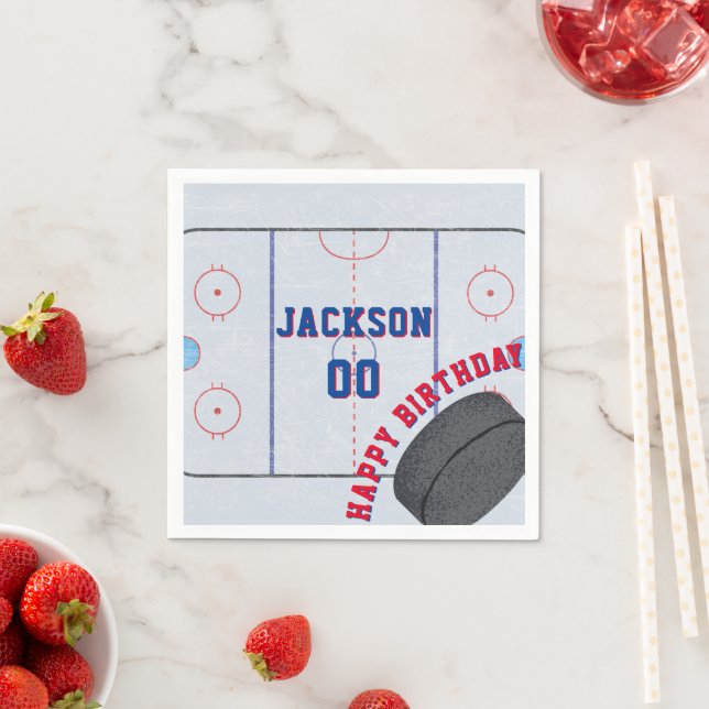 Ice Hockey Birthday Party Napkins (Insitu)