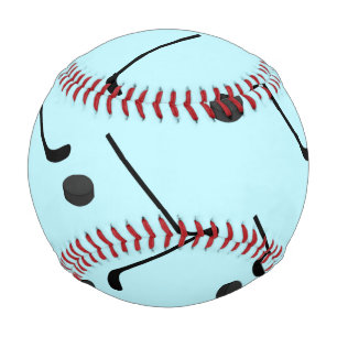 Ice Hockey Black Color Sticks Puck Light Blue Baseball