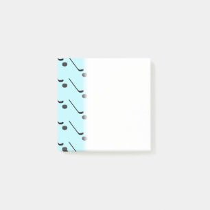Ice Hockey Black Color Sticks Puck Light Blue Post-it Notes