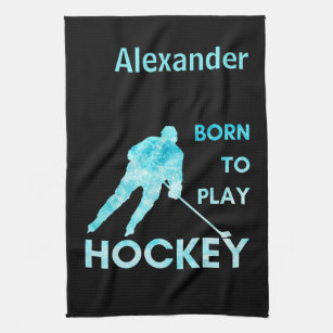Ice hockey blade absorbent towel born to play blue