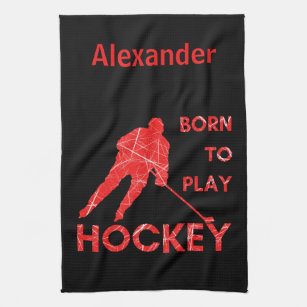 Ice hockey blade Towel born to play red black