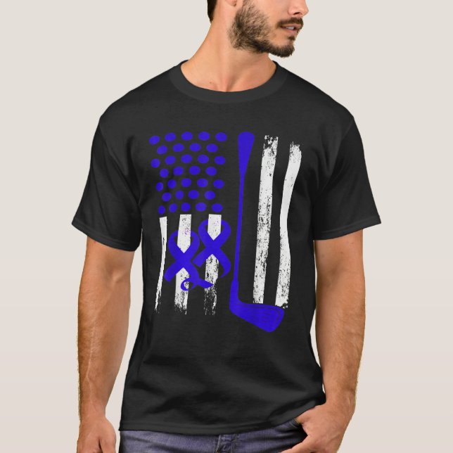 Ice Hockey Blue USA Flag Diabetes Awareness Month  T-Shirt (Front)