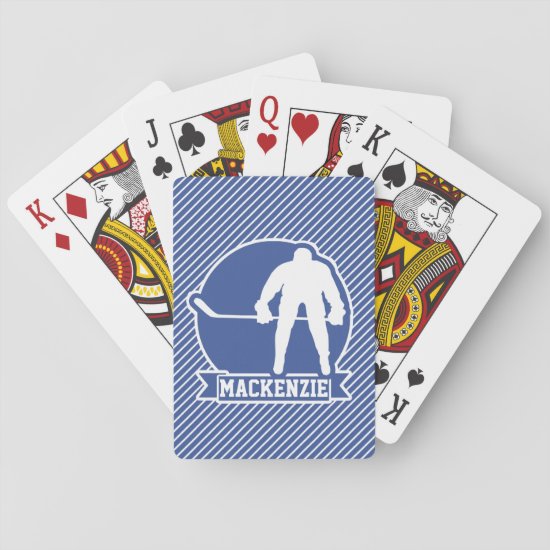 Ice Hockey, Blue & White Stripes, Sports Playing Cards