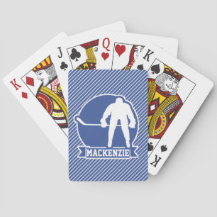 Ice Hockey, Blue & White Stripes, Sports Poker Cards