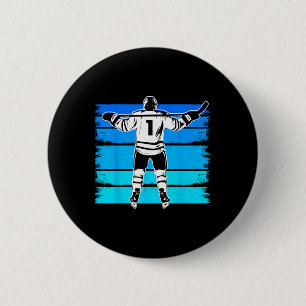 Ice Hockey Boys Number 1 1st Birthday 1 Year Old H Button