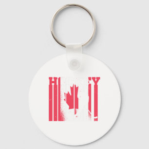 Ice Hockey Canadian Player Canada Flag Hockey Keychain