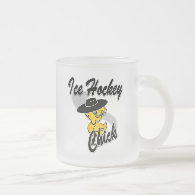 Ice Hockey Chick #4 Frosted Glass Coffee Mug (Right)