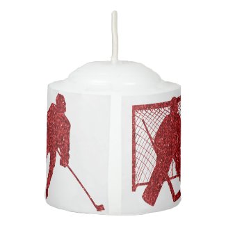 Ice hockey Christmas Candle - Red sparkle