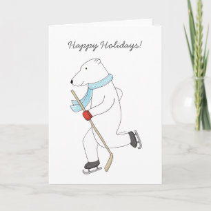 Ice Hockey Christmas Card Polar Bear Hockey Card