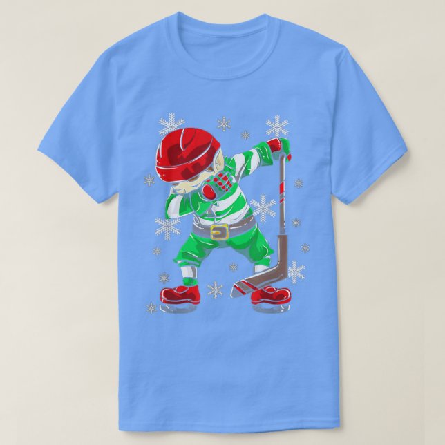 Ice Hockey Christmas Dabbing Squad Decoration Xmas T-Shirt (Design Front)
