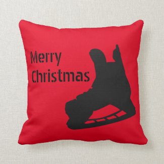 Ice hockey Christmas decoration - Black Red Player Throw Pillow