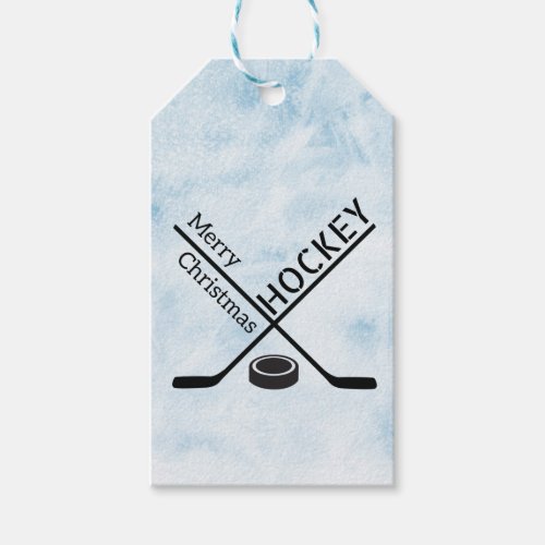 Ice hockey Christmas gift tags _ blue ice sticks