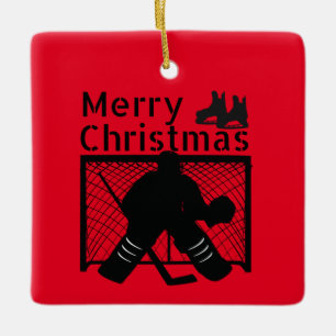 Ice hockey Christmas ornament - goalie red black