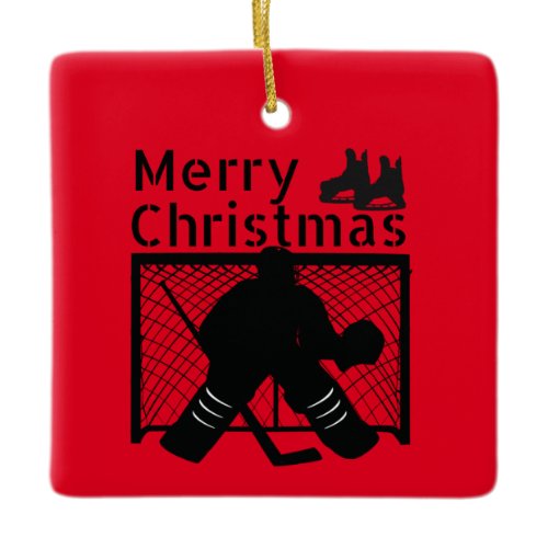 Ice hockey Christmas ornament - goalie red black