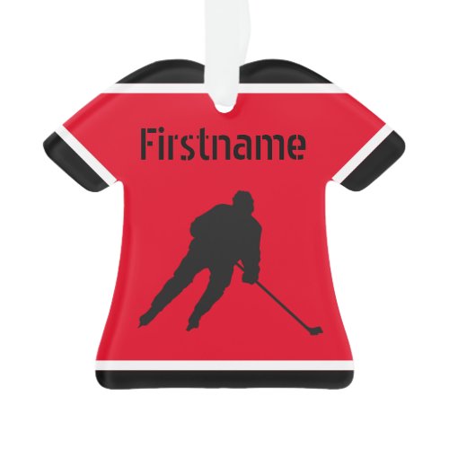 Ice hockey Christmas ornament - red black jersey
