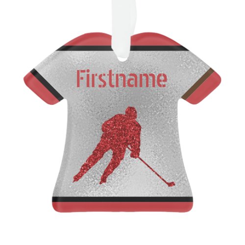 Ice hockey Christmas ornament - sparkle red jersey