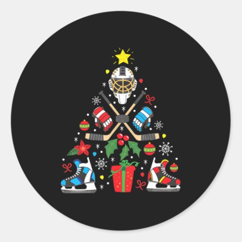 Ice Hockey Christmas Ornament Tree Fun Xmas Gift B Classic Round Sticker