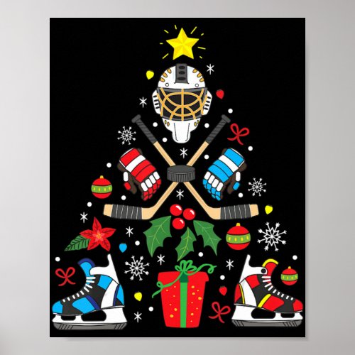 Ice Hockey Christmas Ornament Tree Fun Xmas Gift B Poster