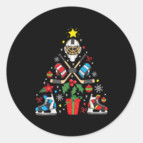 Ice Hockey Christmas Ornament Tree Funny Xmas Gift Classic Round Sticker