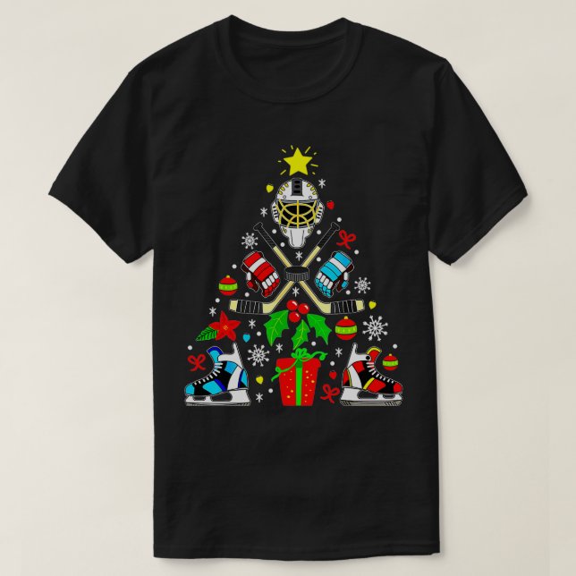 Ice Hockey Christmas Ornament Tree Funny Xmas Gift T-Shirt (Design Front)